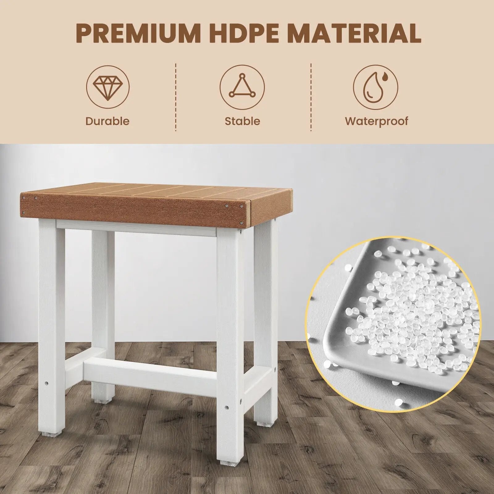 18 x 12 Inch Waterproof Bathroom hower Stool-Brown by DirectDeals