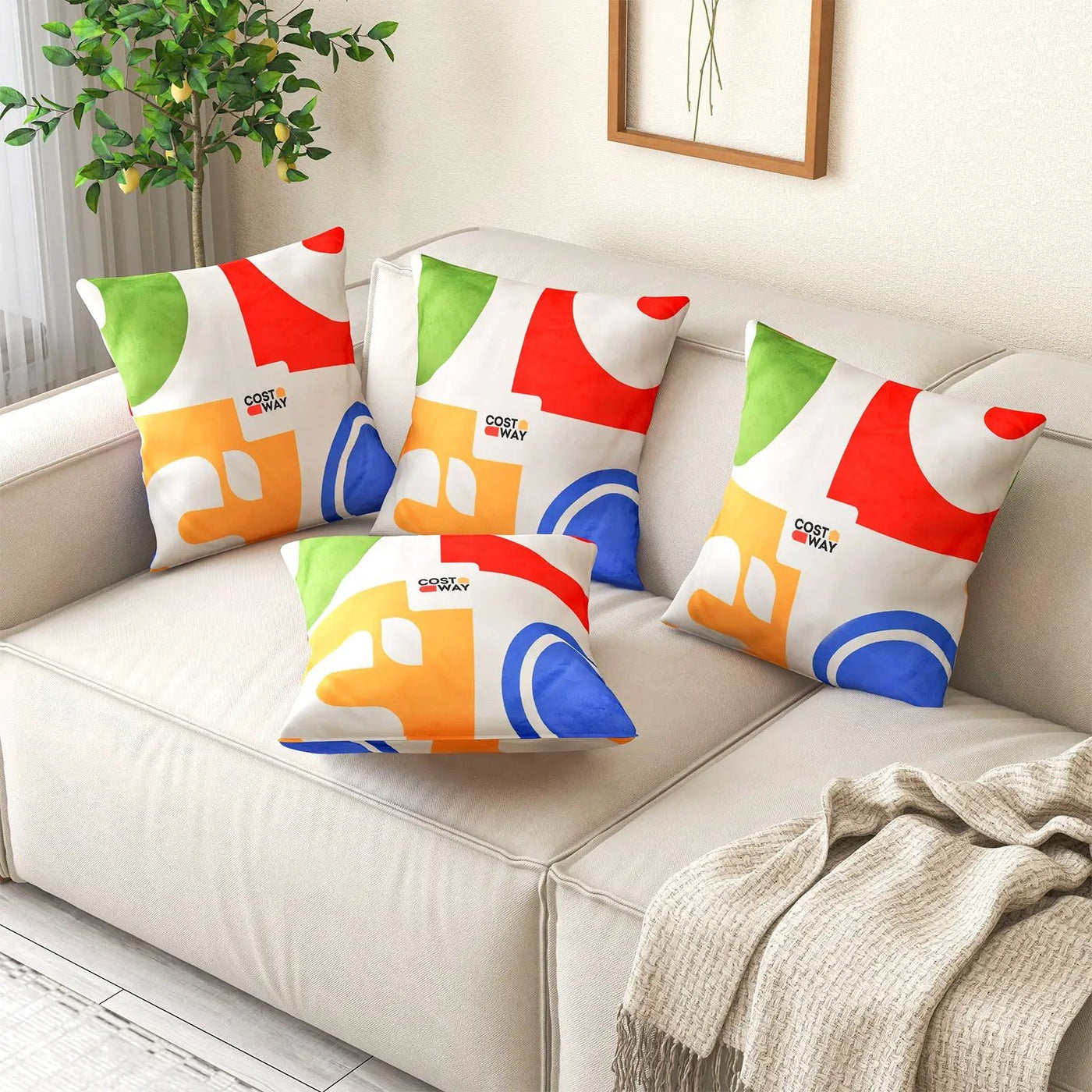 18 x 18 Inch Inches Square Throw Pillows with Removable and Washable Velvet Pillow Cases by DirectDeals