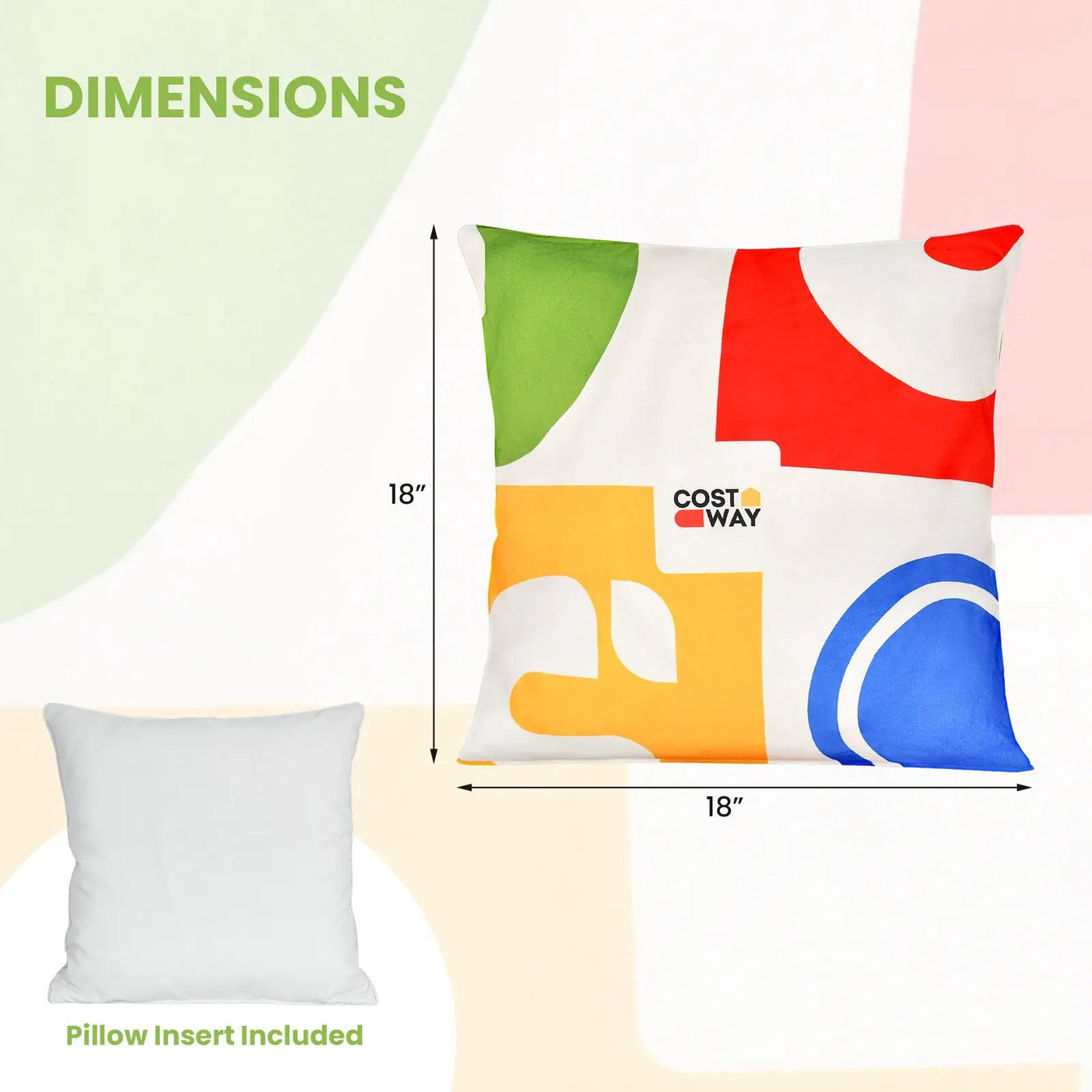 18 x 18 Inch Inches Square Throw Pillows with Removable and Washable Velvet Pillow Cases by DirectDeals