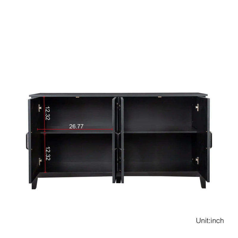 Cabinet With 4 Doors and 4 Open Shelves Freestanding Sideboard by HouseOfZazla
