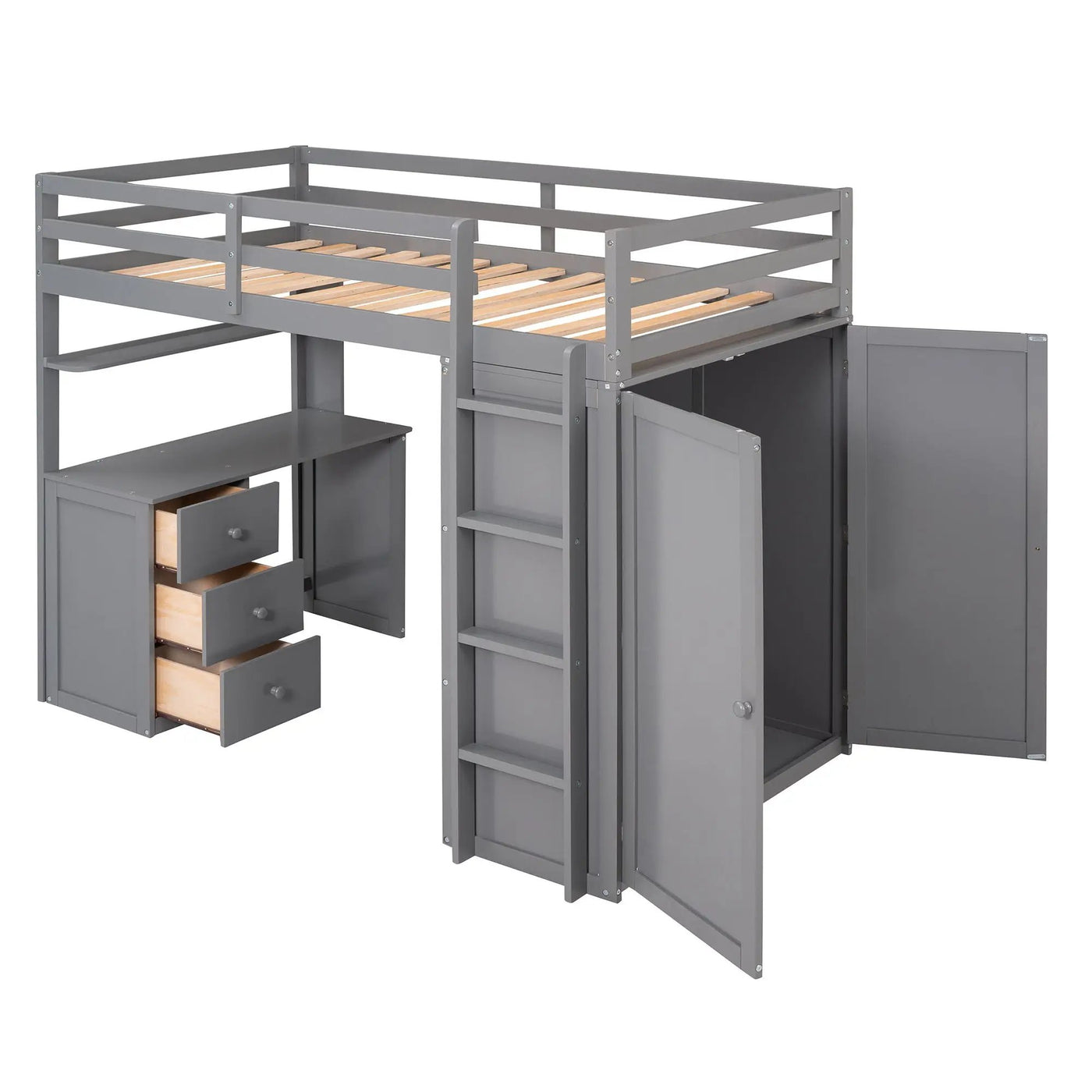 Loft Bed With Drawers, Desk, And Wardrobe by HouseOfZazla