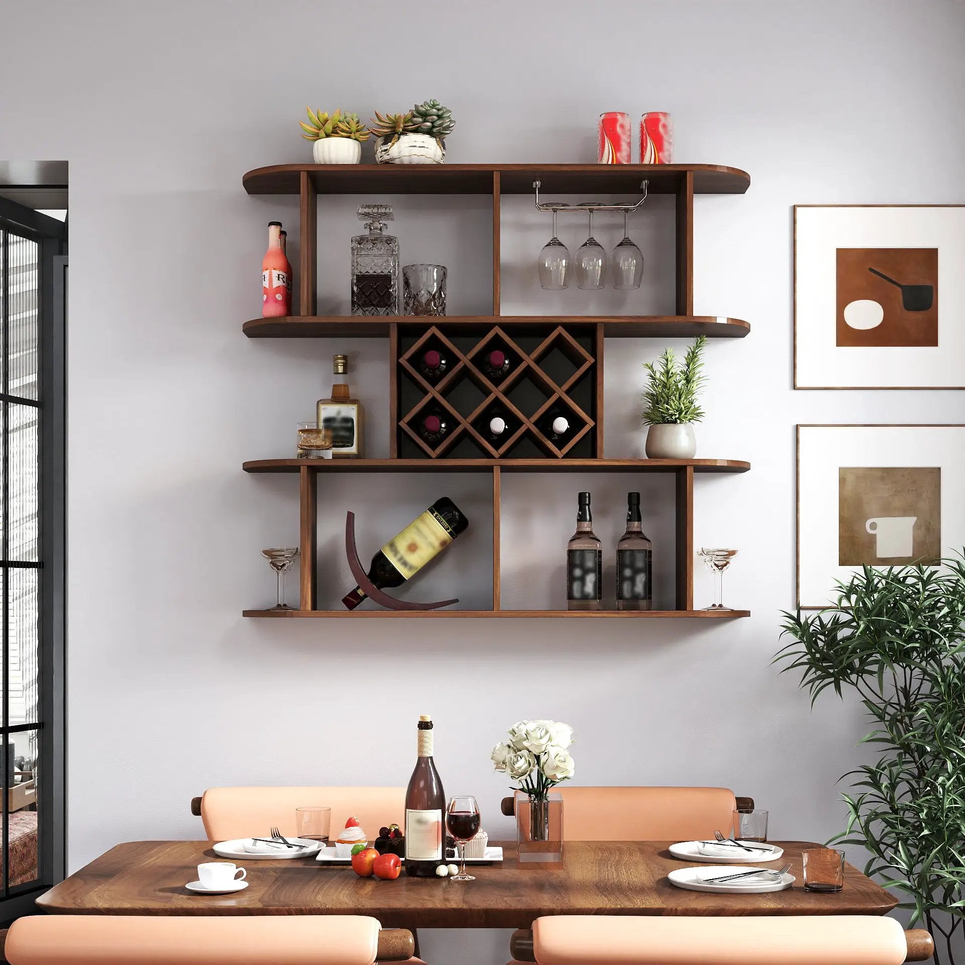 Large Wall Mounted 3 Tier Rustic Bottle Wine Rack by HouseOfZazla