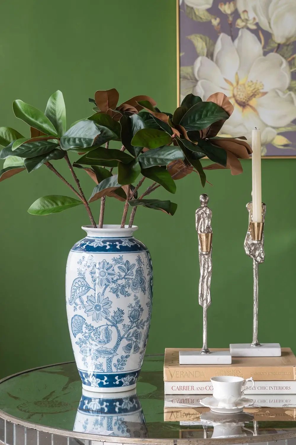 Round Table With Elegant Foral Design And Mirrored by HouseOfZazla