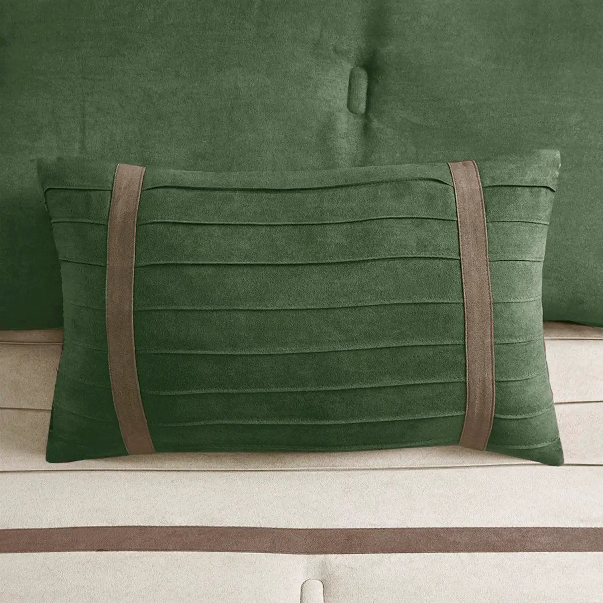 7 Pc Faux Suede Comforter Set Green King by HouseOfZazla