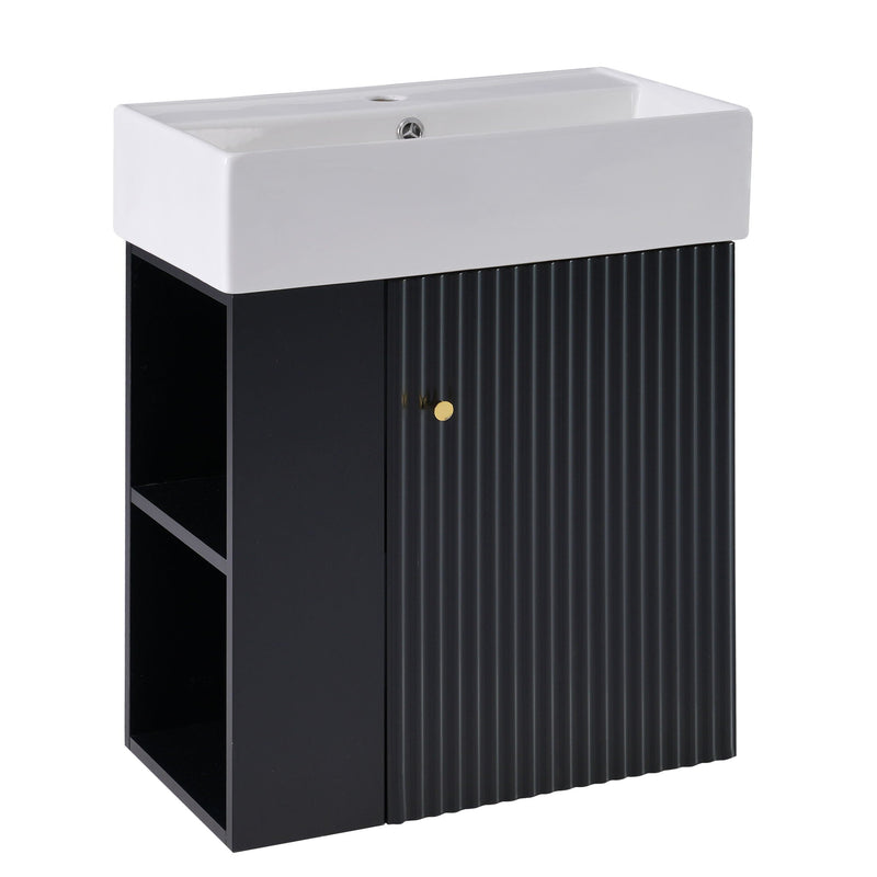 Modern Floating Bathroom Vanity With Ceramic Basin Perfect For Small Bathrooms by HouseOfZazla