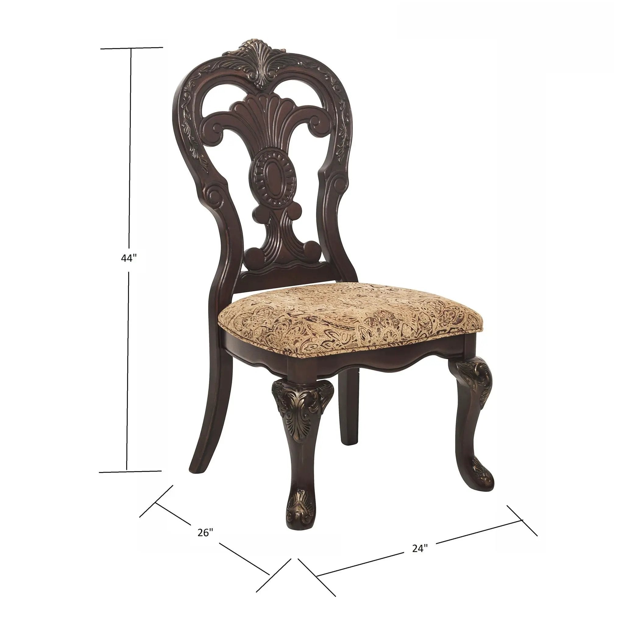 Elegant Style Beautiful Side Chairs 2 Piece Set Cherry With Tipping Fabric Upholstered Traditional Dining Furniture - Cherry by Unique Piece Furniture