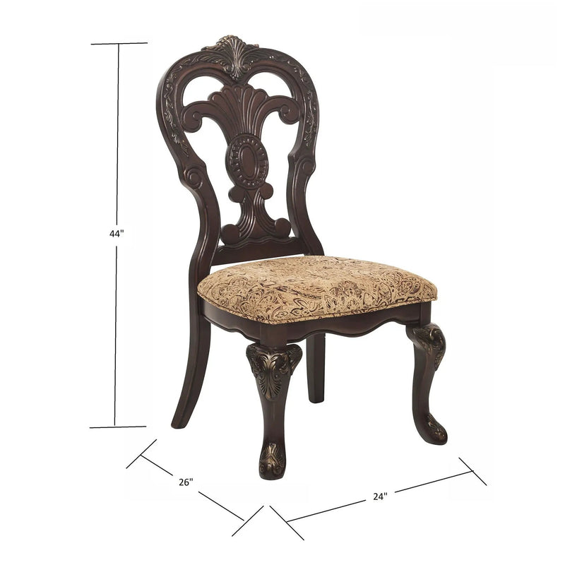 Elegant Style Beautiful Side Chairs 2 Piece Set Cherry With Tipping Fabric Upholstered Traditional Dining Furniture - Cherry by Unique Piece Furniture