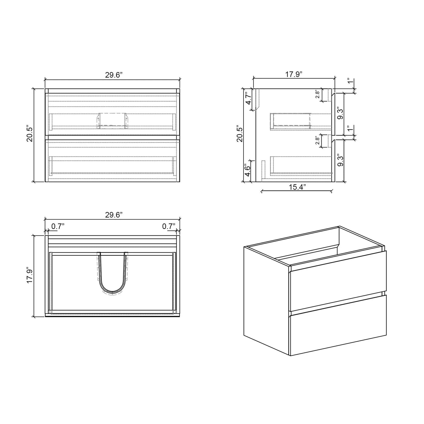 Alice - Bathroom Vanity With Sink, Large Storage Wall Mounted Floating Bathroom Vanity For Modern Bathroom, One-Piece Sink Basin Without Drain And Faucet by HouseOfZazla