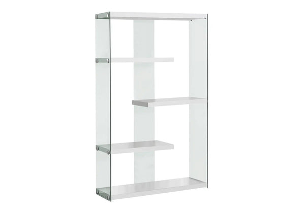 5-Tier Glossy White Bookshelf for Office and Home