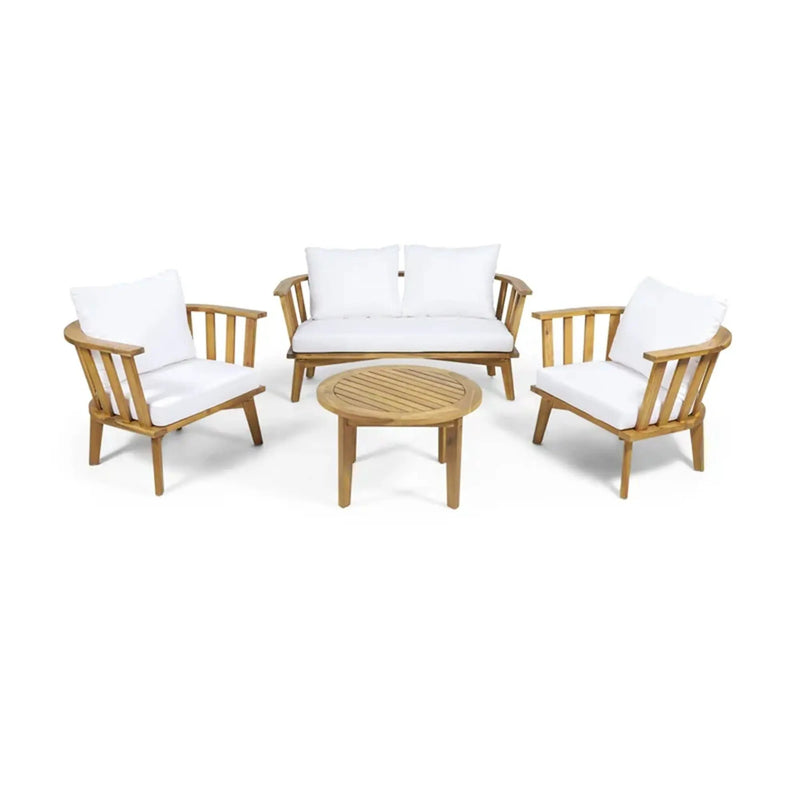 Patio Furniture Set, Outdoor Acacia Wood Patio Club Chair With Table by HouseOfZazla