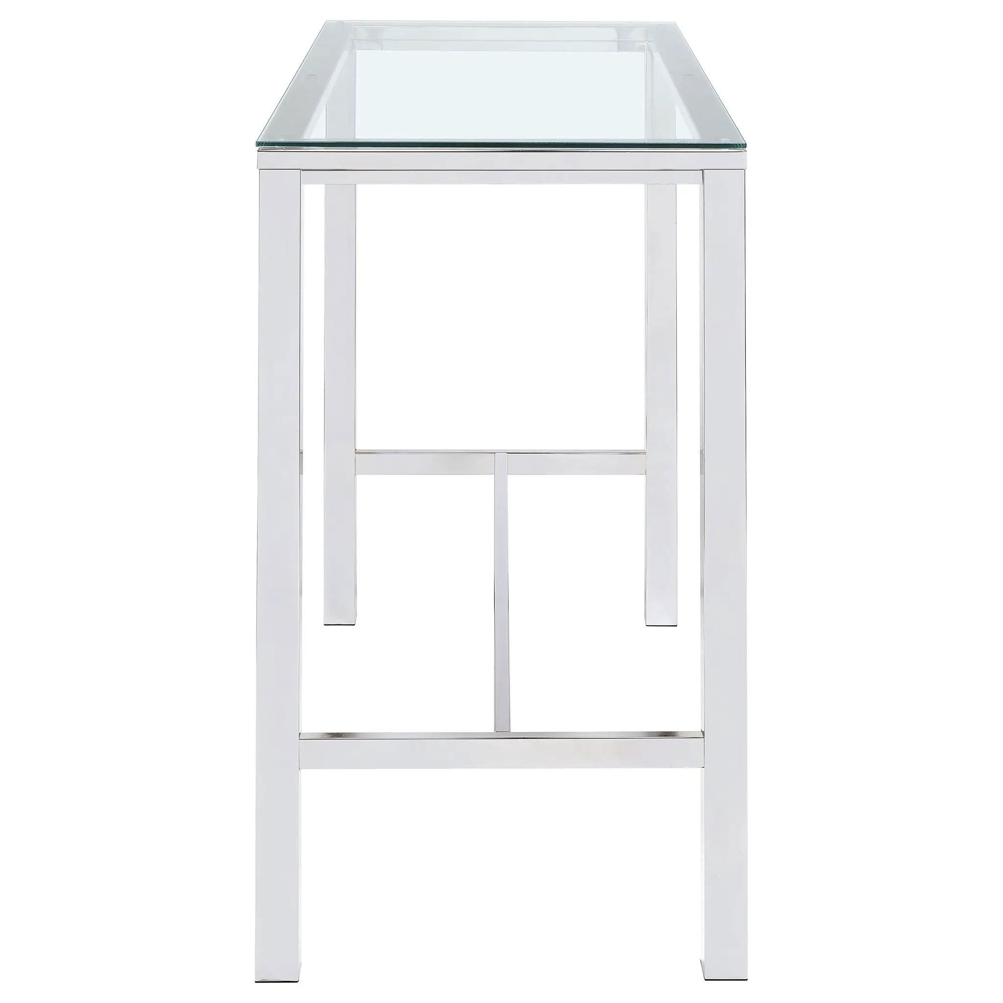 Tolbert Rectangular 47-inch Glass Top Pub Bar Table Chrome by Unique Piece Furniture
