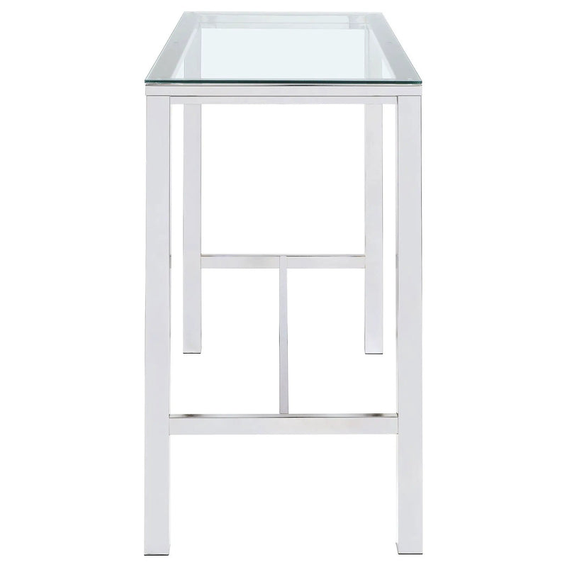 Tolbert Rectangular 47-inch Glass Top Pub Bar Table Chrome by Unique Piece Furniture