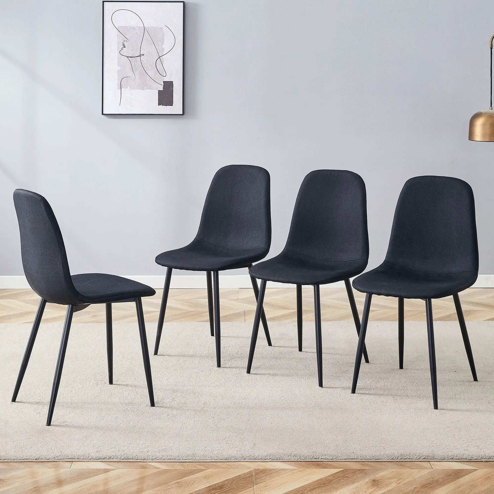 Modern Medieval Style Cushioned Side Chairs Set With Metal Legs For Kitchens by Unique Piece Furniture