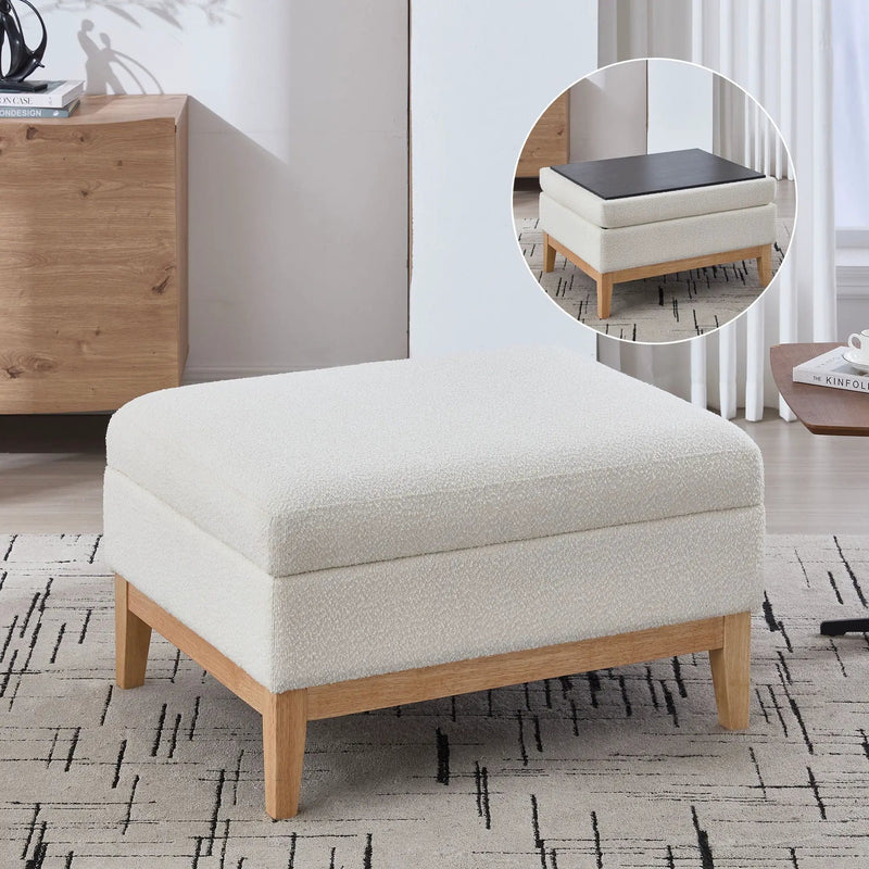 Upholstered Storage Ottoman With Reversible Lid Coffee Table, Foot Stool by Unique Piece Furniture