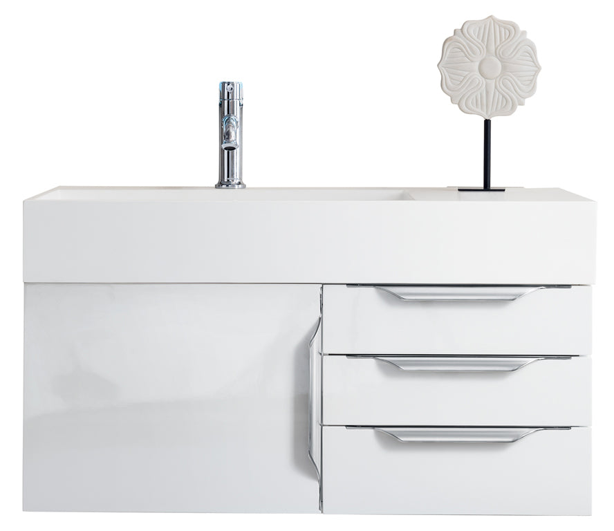 James Martin Columbia 36" Floating Single Bathroom Vanity, Glossy White by James Martin