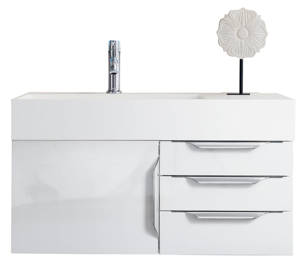 James Martin Columbia 36" Floating Single Bathroom Vanity, Glossy White