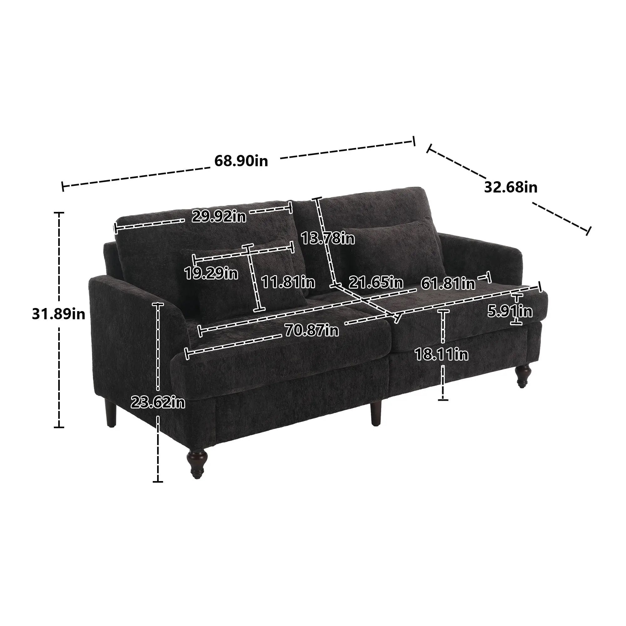 Mid Century Modern Fabric Loveseat Sofa, 2 Seat Upholstered Couch by Unique Piece Furniture