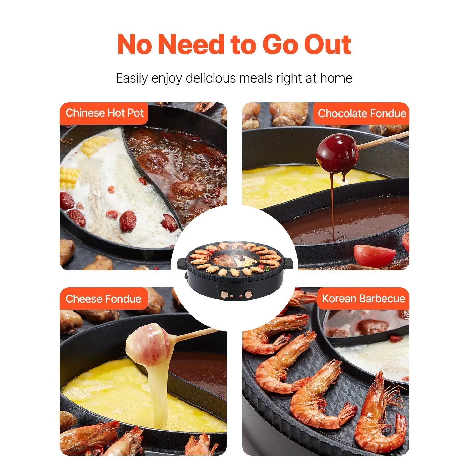 Hot Pot with Grill 1800W 2-in-1 Electric Smokeless Grill Hot Pot for 2-8 People by HouseOfZazla
