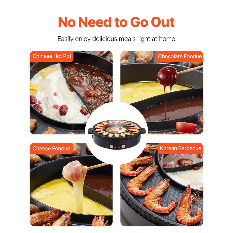 Hot Pot with Grill 1800W 2-in-1 Electric Smokeless Grill Hot Pot for 2-8 People by HouseOfZazla
