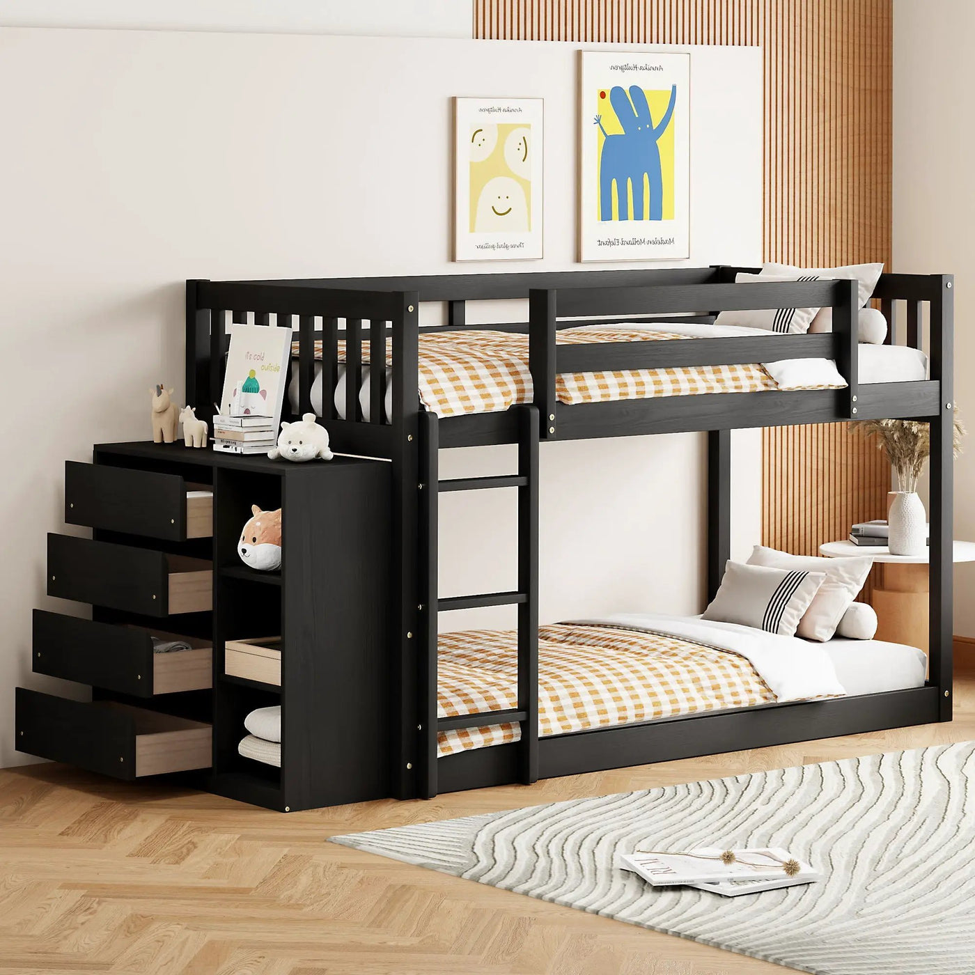 Bunk Bed With 4 Drawers and 3 Shelves by HouseOfZazla