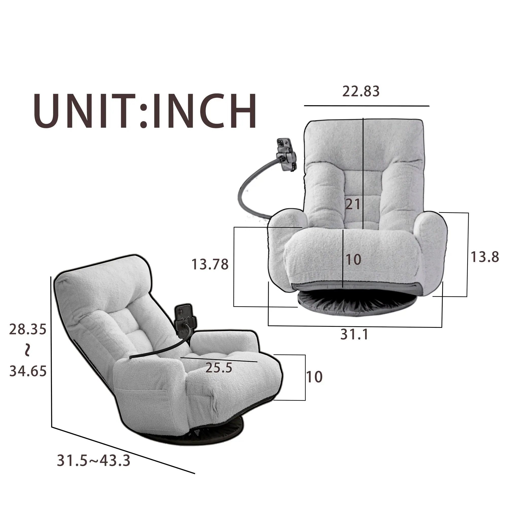 Adjustable Swivel Lounge Chair With 360 Degree Rotating Seat And Headrest Support by Unique Piece Furniture