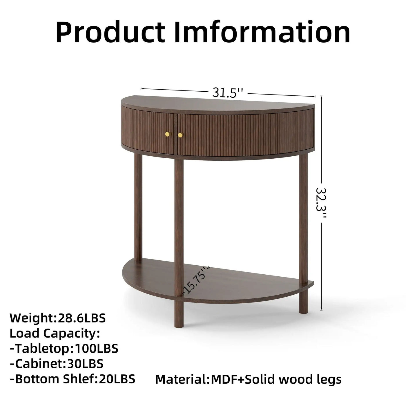 Demi Lune Console Table With 2 Storage Drawers by HouseOfZazla