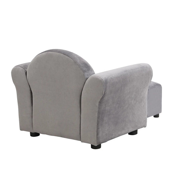Kids Recliner Chair, Kids Upholstered Couch With Ottoman - Gray, photo 2 of 7