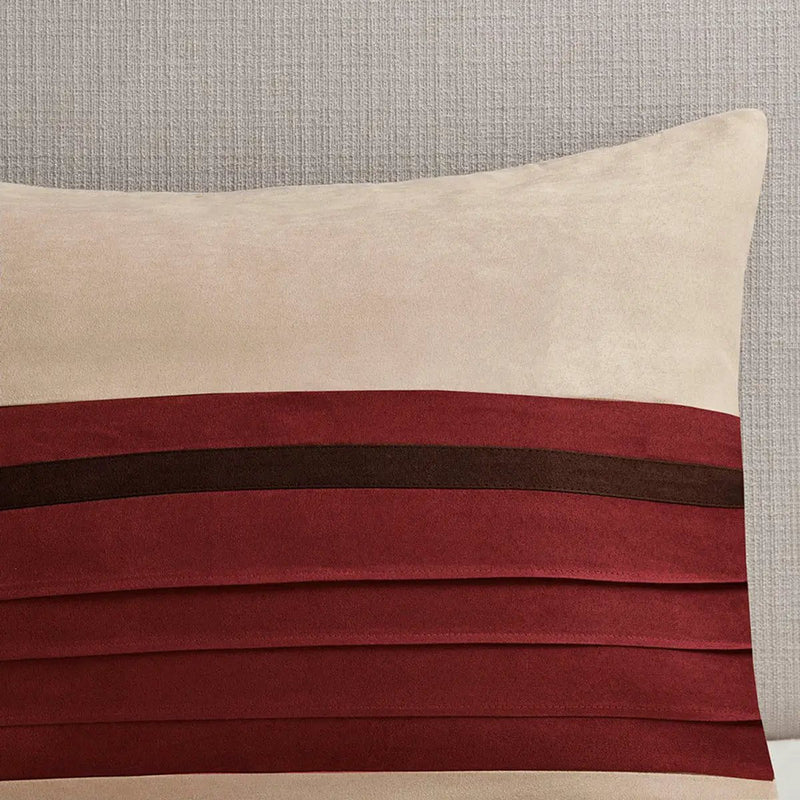 7 PC Pieced Faux Suede Comforter Set Red Cal King by HouseOfZazla