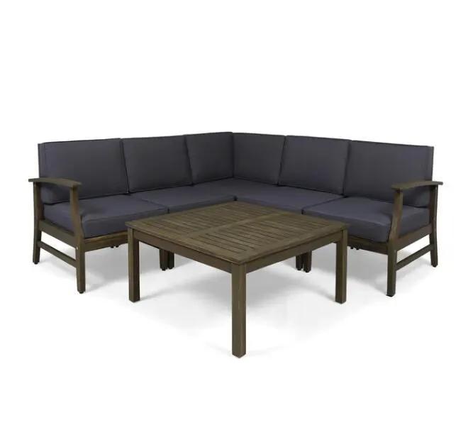 Perla 6-Piece Dark Grey Outdoor Sofa Set by HouseOfZazla