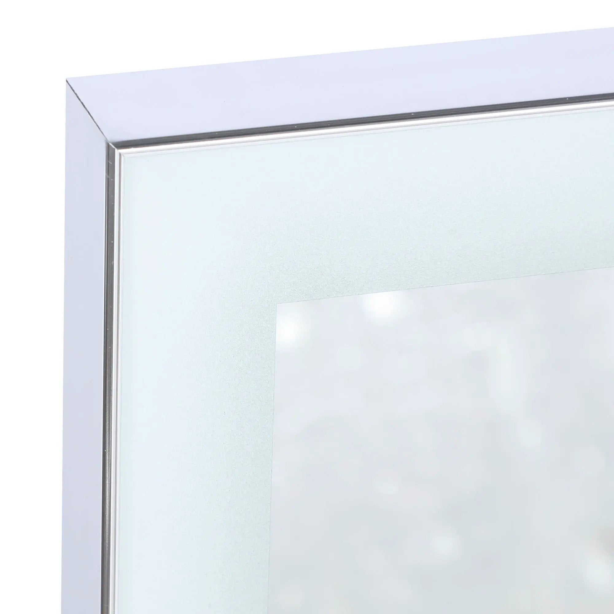 Modern LED Bathroom Vanity Mirror With Aluminum Frame, 45° Beveled Lights, Anti Fog - Silver by HouseOfZazla