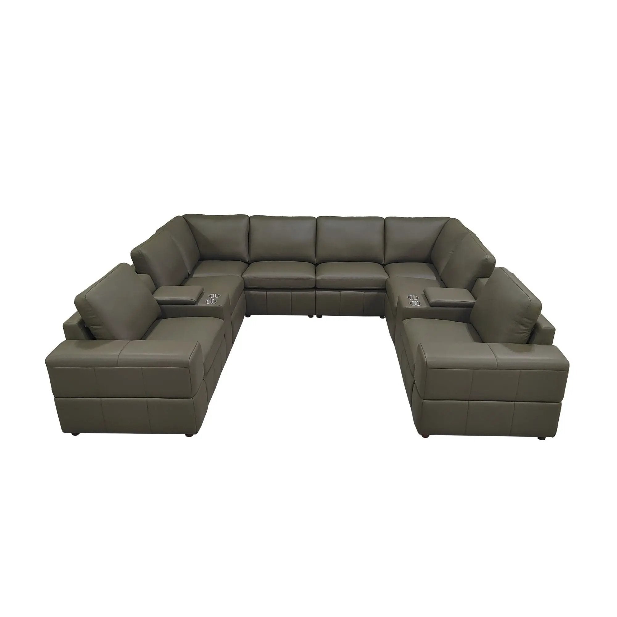 Upholstered Large Arms Sectional With Recliner Seats by Unique Piece Furniture