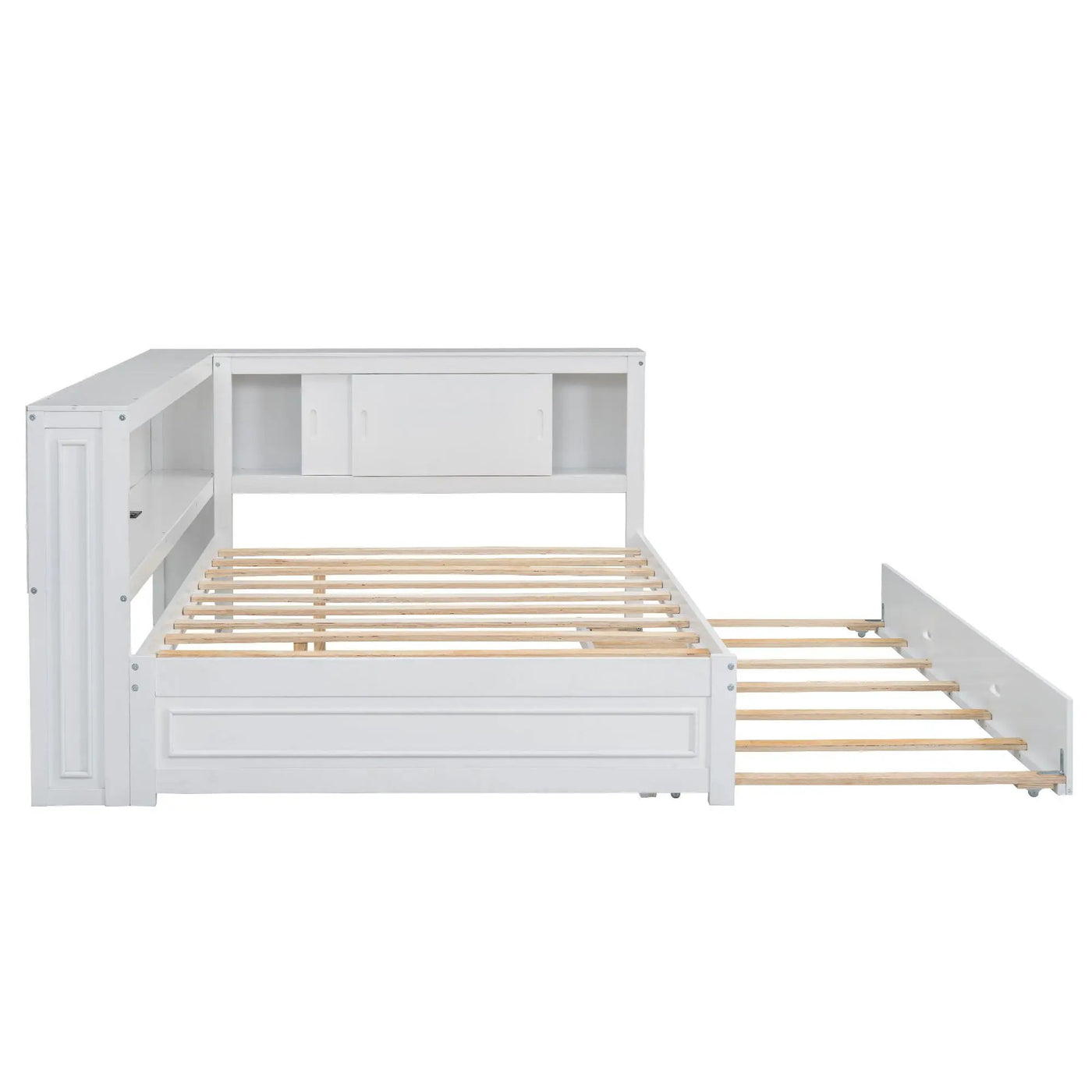 Daybed With Storage Shelves, LED, USB, And Trundle by HouseOfZazla