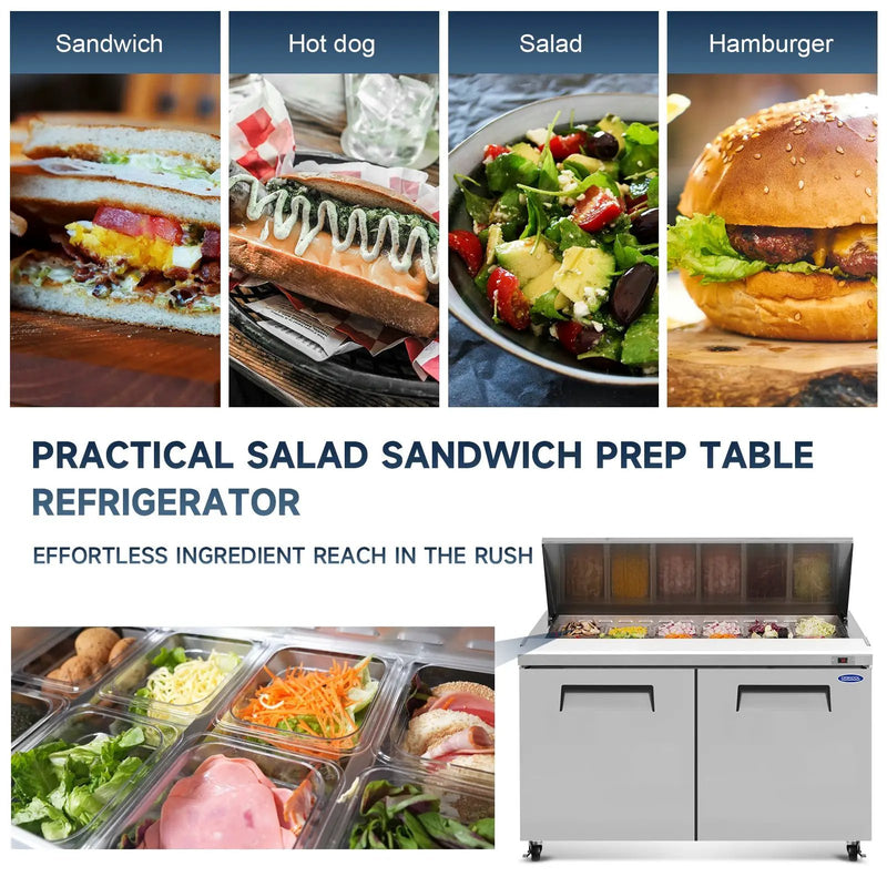 Orikool 60 In Commercial Refrigerators Sandwich & Salad Prep Table by HouseOfZazla