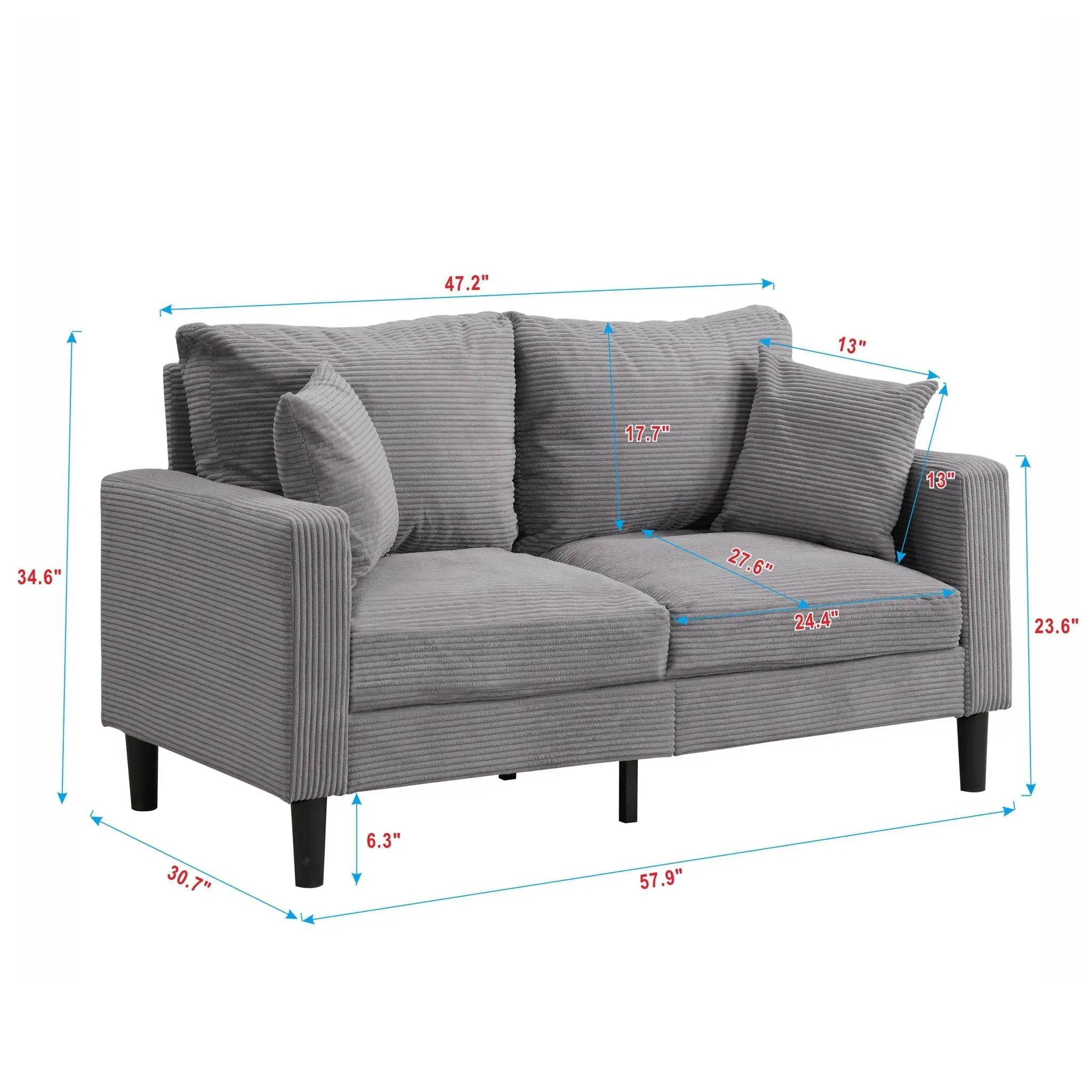 High Resilience Loveseat Sofa With Wooden Frame by HouseOfZazla