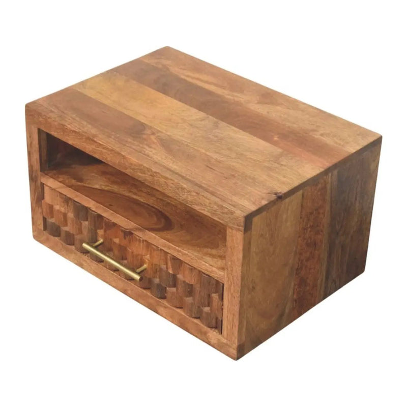 Solid Wood Arno Wall-Mounted Nightstand in Golden Teak by HouseOfZazla