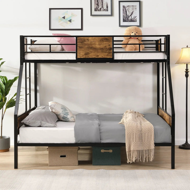 Modern Metal Bunk Bed With Side Ladders And Guardrail by Unique Piece Furniture