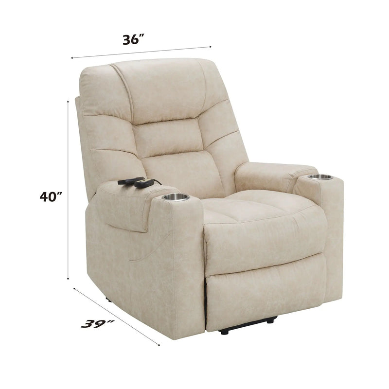 Nairi - Leather Aire Power Motion Recliner With Lift Heating Massage Function - Ivory by Unique Piece Furniture