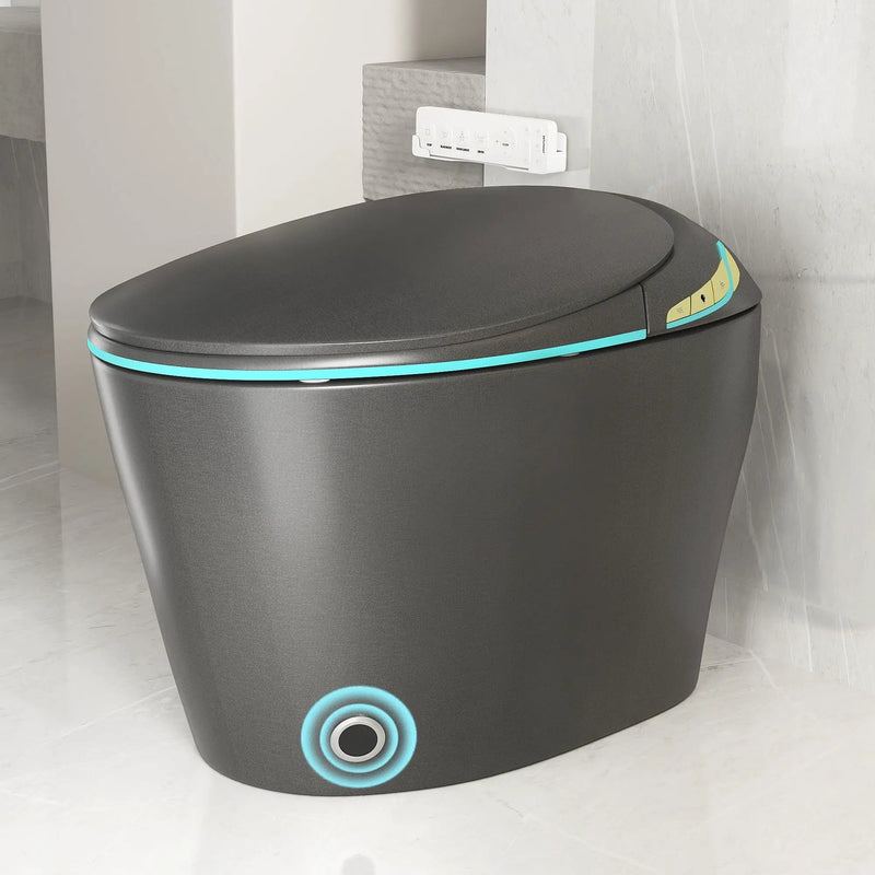 Unique Smart Toile With Built In Bidet, Auto Open / Close Seat, Foot Sensor, LED Display, Night Light, Warm Water & Dryer Ceramic by HouseOfZazla