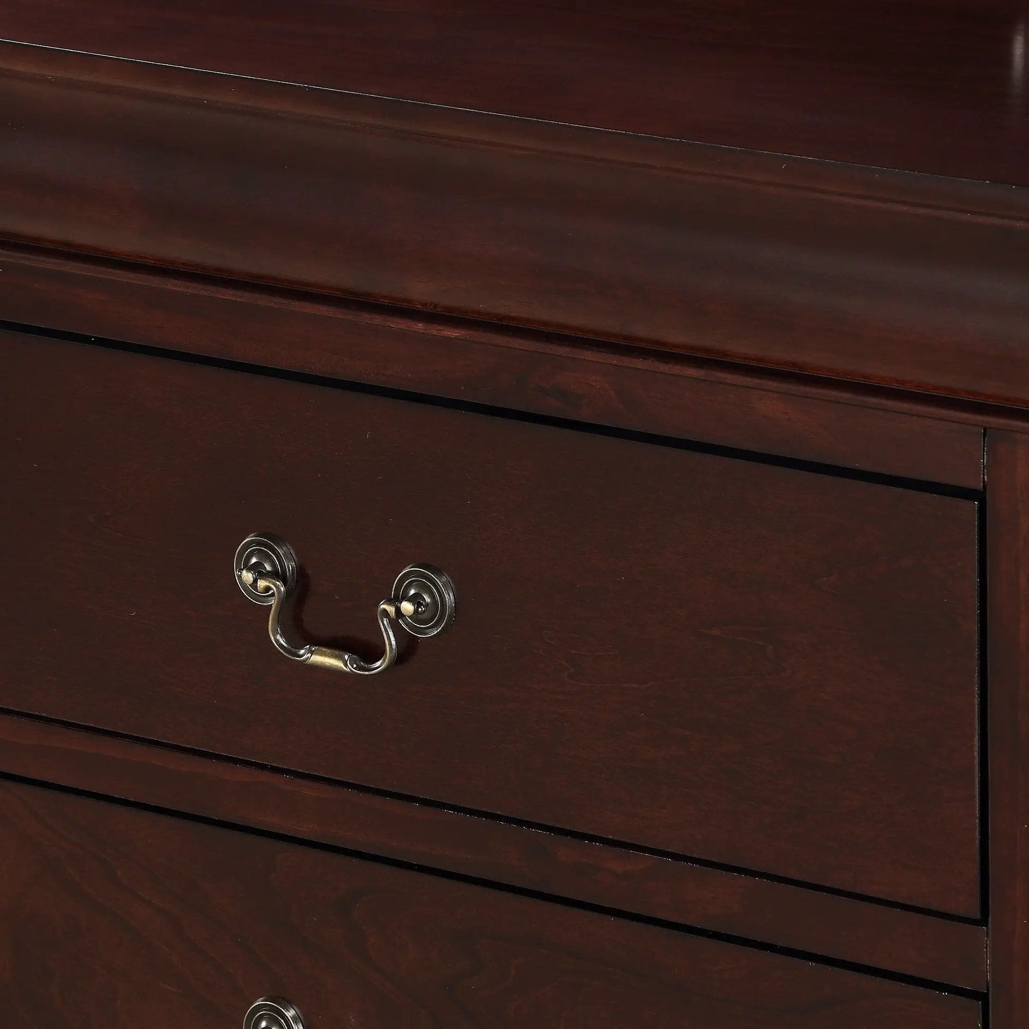 Contemporary Louis Philip Cherry Chest With Five Drawers Solid Wood Ample Storage - Cherry by Unique Piece Furniture