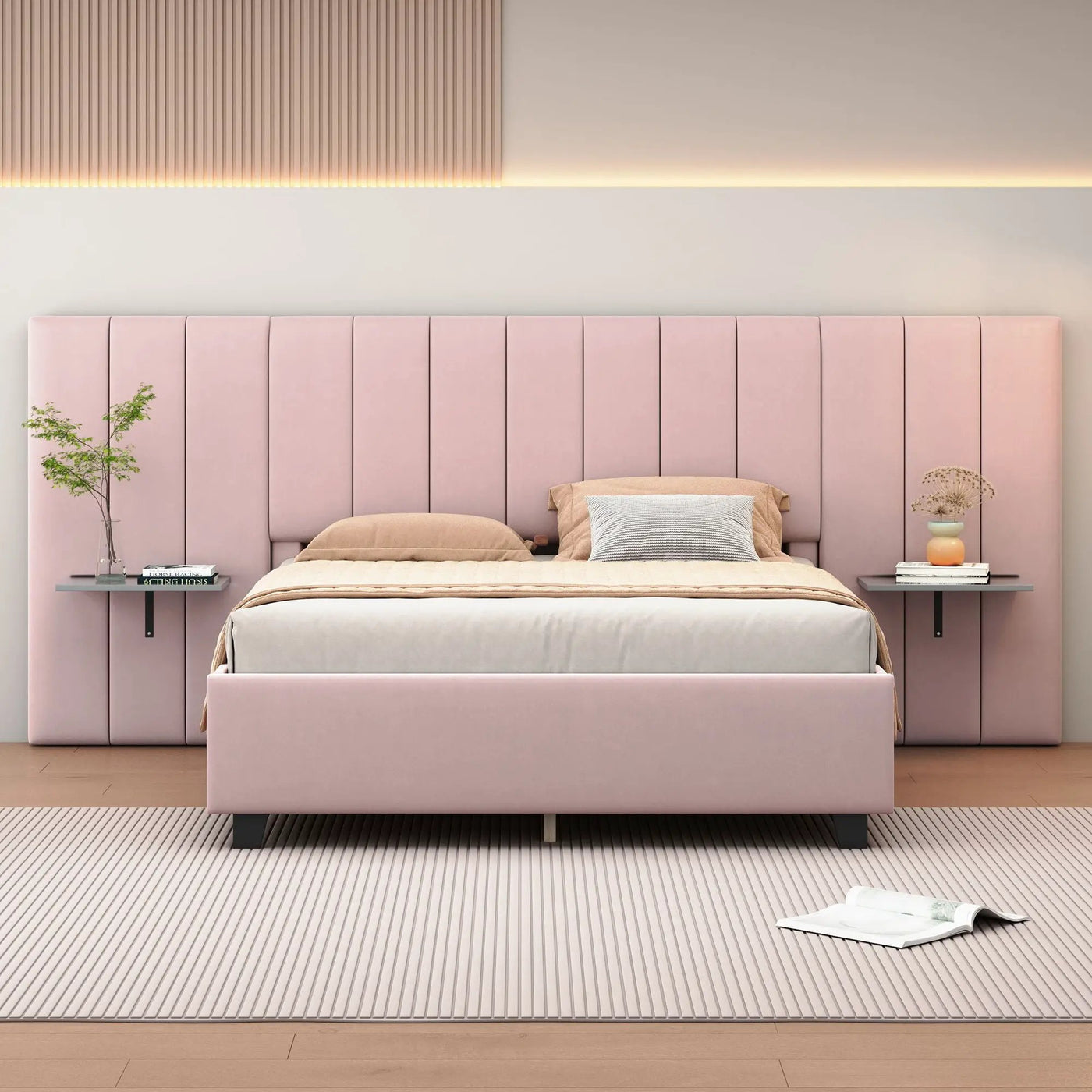 Upholstered Platform Bed With Big Headboard by HouseOfZazla