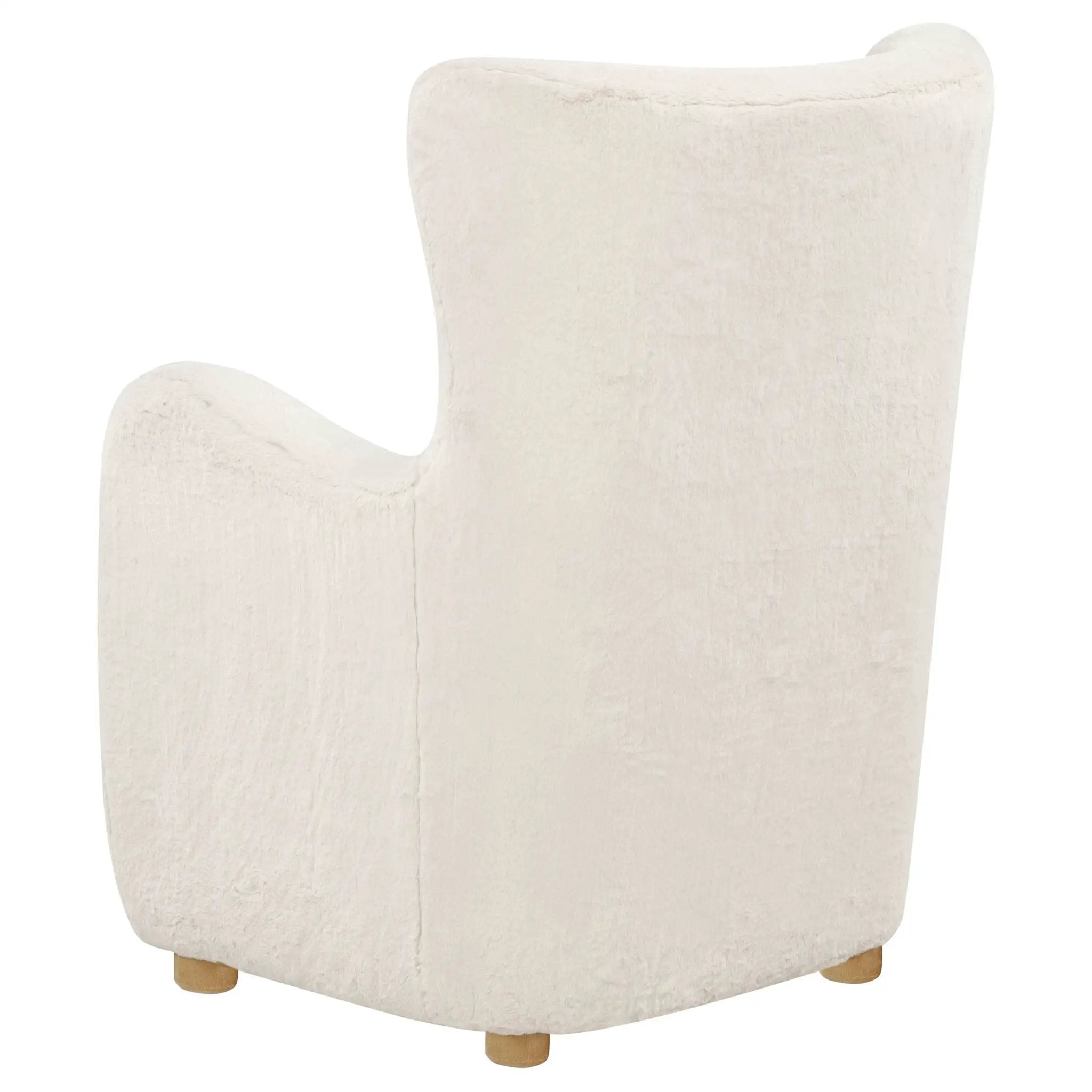 Thornton Faux Fur Upholstered Wingback Lounge Accent Chair Cream by Unique Piece Furniture