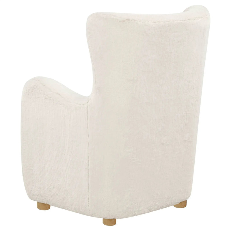 Thornton Faux Fur Upholstered Wingback Lounge Accent Chair Cream by Unique Piece Furniture