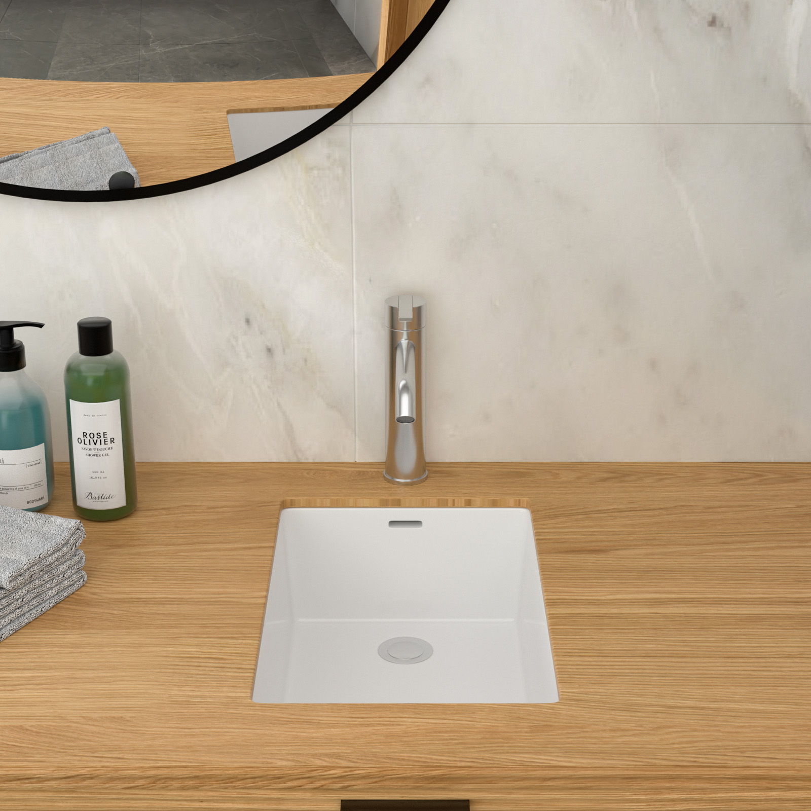 Vertical Undermount Bathroom Sink With Overflow - White by HouseOfZazla