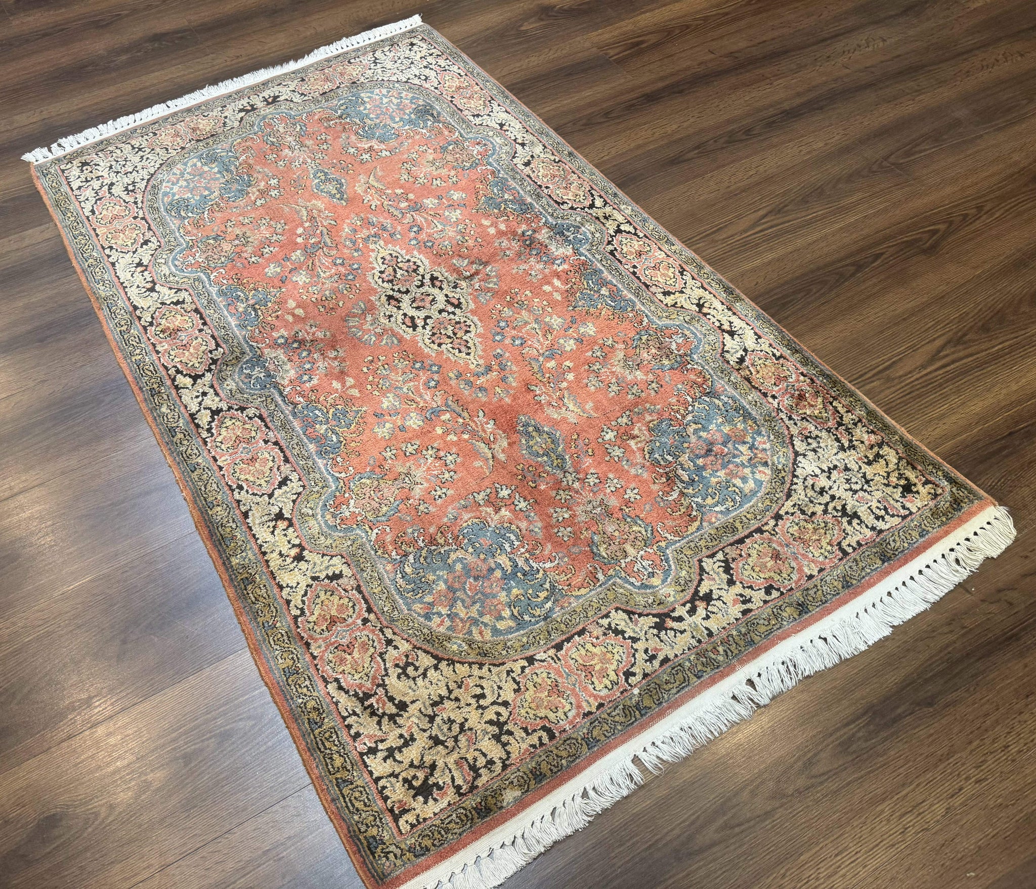 Indian Kashmiri Silk Rug 3x5, Fine 260 KPSI, Hand Knotted by Jewel Rugs