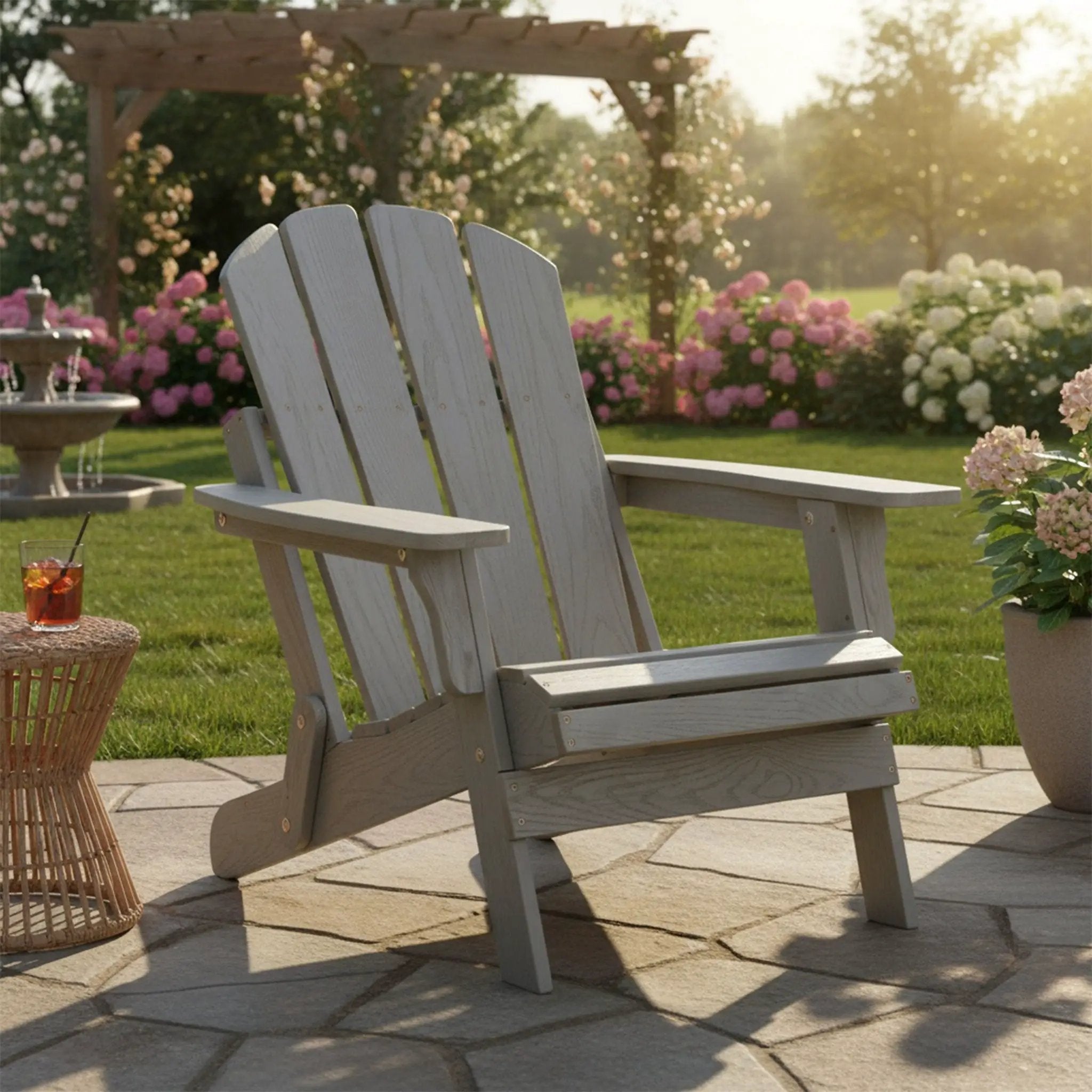 Oversize Outdoor Folding Adirondack Chair - Gray by Unique Piece Furniture