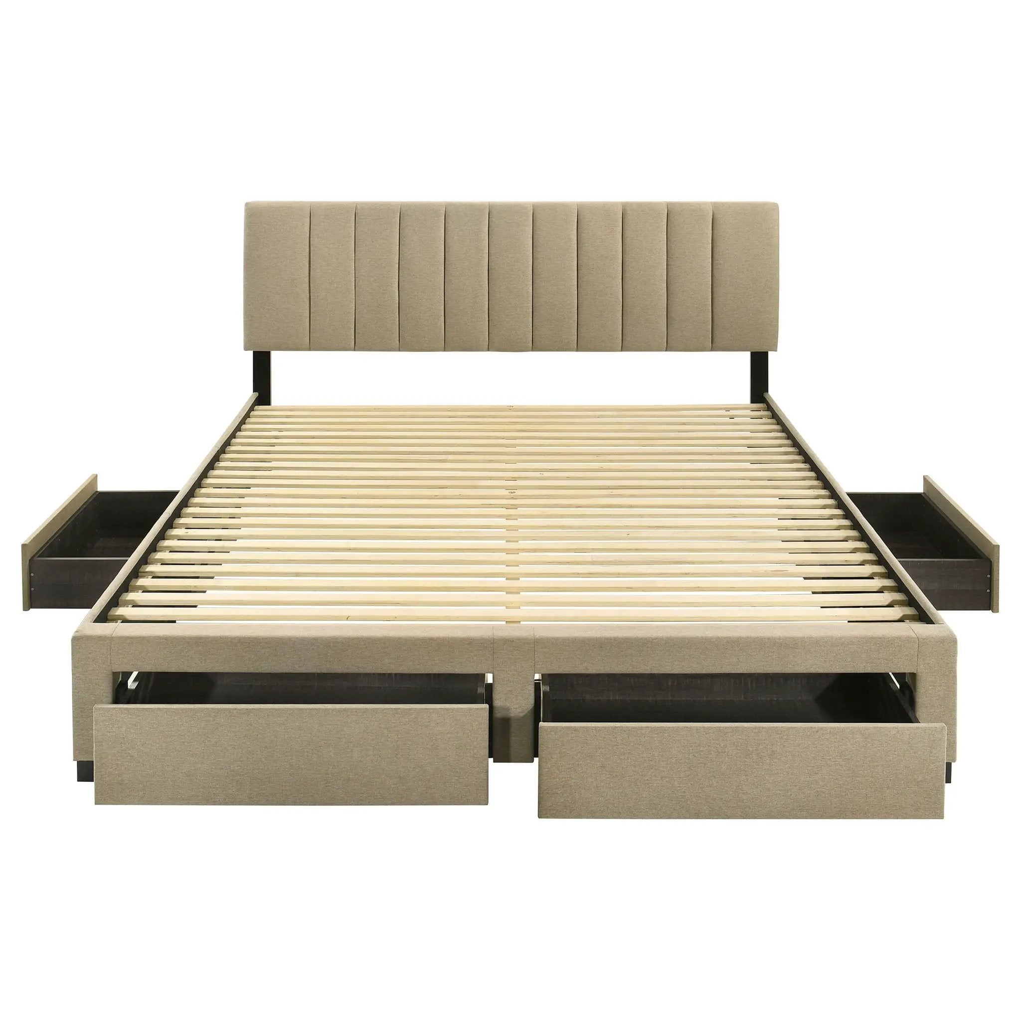 Wheatland 4-drawer Upholstered Eastern King Storage Bed Brown by Unique Piece Furniture