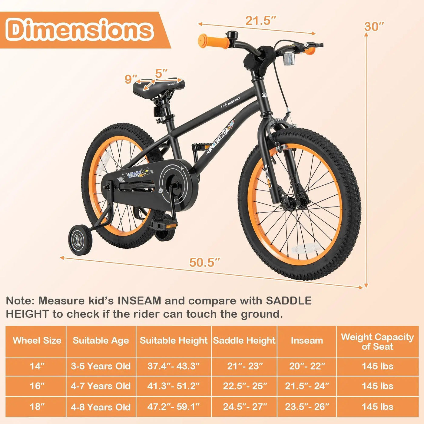 16-Inch Kids Bike Sport Bicycle for 4-7 Years Old with Adjustable Seat and Reflectors-16 inches by DirectDeals
