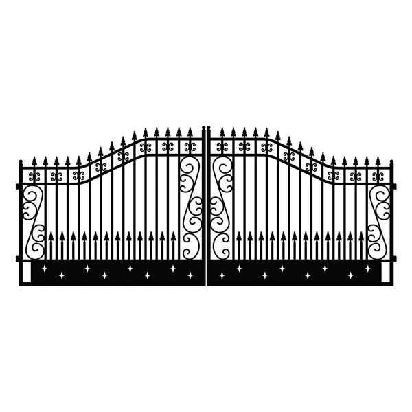 18x8 ft Steel Dual Swing Driveway Gate