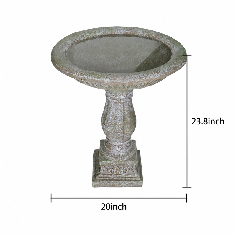 Concrete Antique Bird Bath Ornate Pedestal 23 Inch, photo 7 of 7