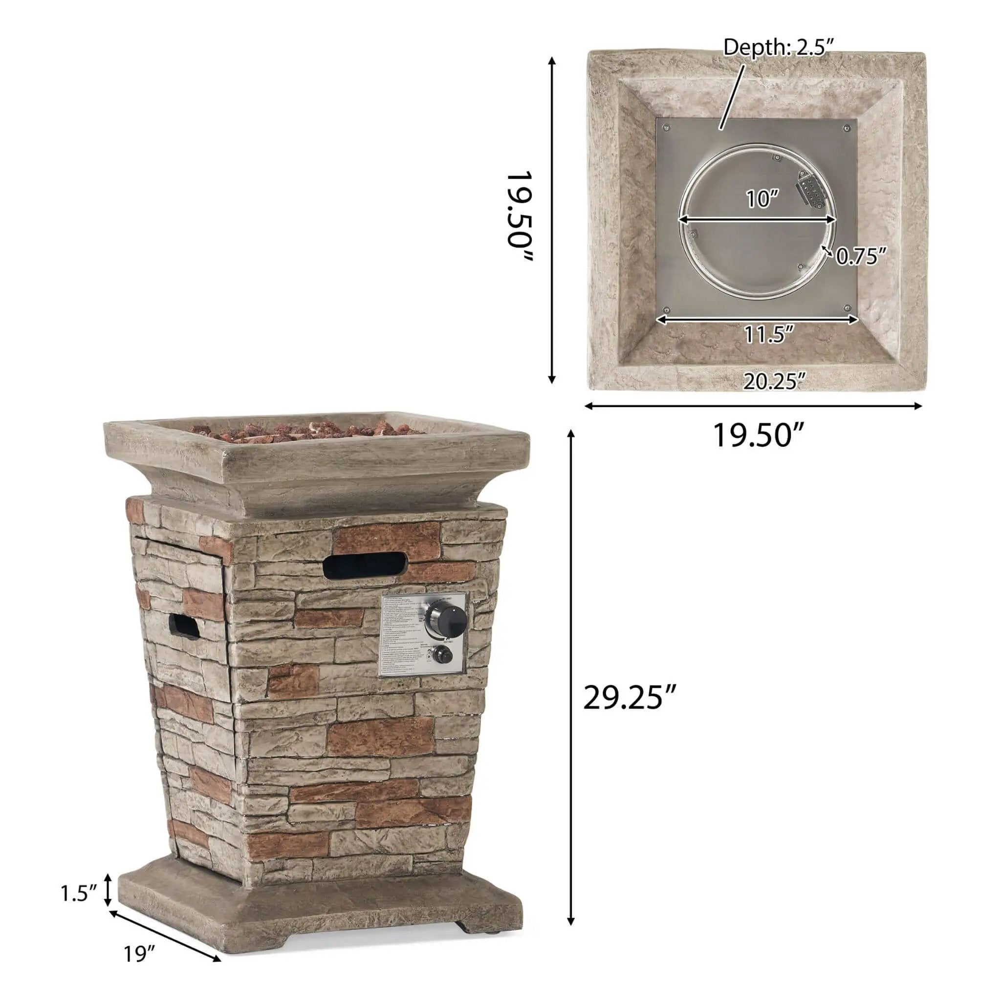 Alora 19-Inch Outdoor 40K BTU Natural Stone Fire Column (SAK36771) by SAKSBY WHOLESALE